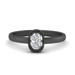 Cushion Solitaire Black Gold Ring