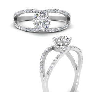 Wide Split Halo Diamond Ring