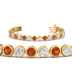 10-carat-diamond-bezel-set-tennis-bracelet-with-orange-sapphire-in-FDBRC10572ROGSAOR-0.40CT-NL-YG