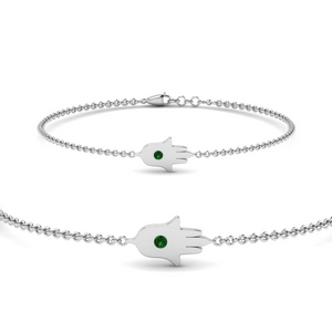 Hamsa Evil Eye Emerald Bracelet