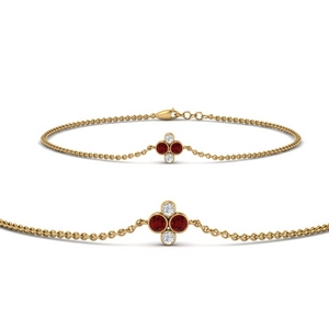 Chain Four Ruby Stacking Bracelet