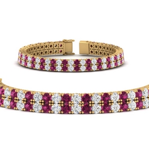 Pink Sapphire 2 Row Tennis Bracelet For Her