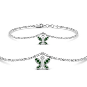 Butterfly Cute Emerald Chain Bracelet