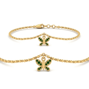 Butterfly Cute Emerald Chain Bracelet
