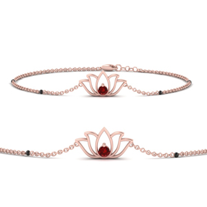 Cute Lotus Ruby Chain Bracelet