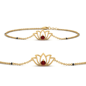 Ruby Cute Lotus Chain Bracelet