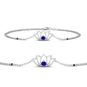 Cute Lotus Sapphire Chain Bracelet