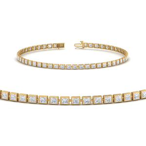 Princess Cut Diamond Tennis Bracelet Bezel Set 5 Carat