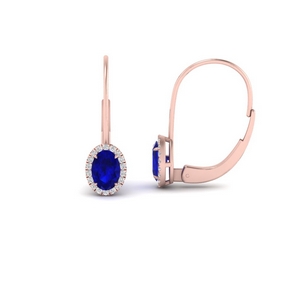 Oval Sapphire Halo Hoop Earring