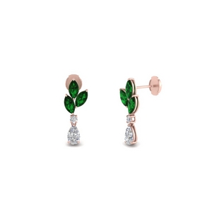 Marquise Emerald With Pear Drop Earring