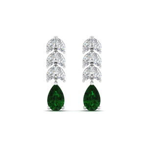 Lab Diamond Earrings With Emerald 