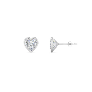 Heart Diamond Bezel Set Stud Earring