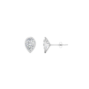 Pear Drop Stud Bezel Earring Diamond Two Carat