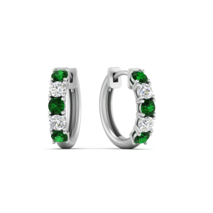 1-ct.-diamond-small-hoop-earring-with-emerald-in-FDEAR10773GEMGR-NL-WG