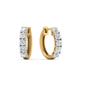 two tone diamond small hoop earring 1 carat in yellow gold FDEAR 10773ANGLE3 NL YG