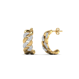 diamond cuban link hoop earrings in FDEAR 10831 NL YG
