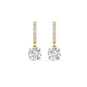 1 carat solitaire diamond drop earrings in yellow gold FDEAR10983 NL YG
