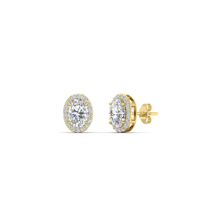 1 carat oval shaped with halo diamond earrings in yellow gold FDEAR11234OV 1.00CT NL YG