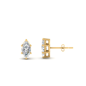 Gold Marquise Stud Diamond Earring