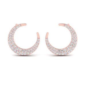 Pink Gold Crescent Moon Diamond Earring