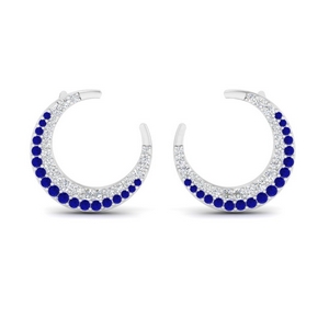 Crescent Moon Earring With Sapphire