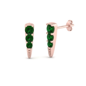 Tiny Spike Emerald Earring