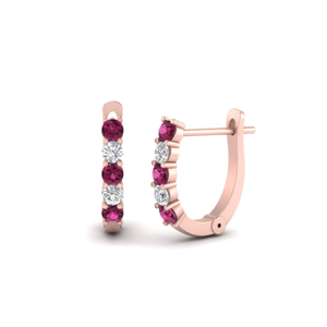 Hoop Earring With Pink Sapphire