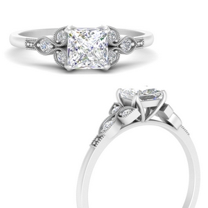 Princess Cut Side Stone Lab Diamond Rings
