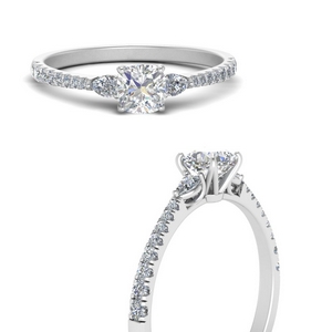 Pear 3 Stone Cathedral Diamond Ring