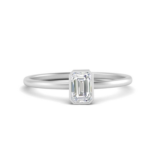 7x5 mm Bezel Emerald Cut Moissanite Ring