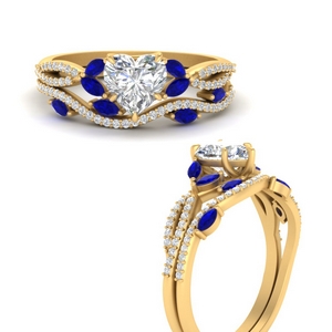 Sapphire Twisted Vine Ring With Curved Band