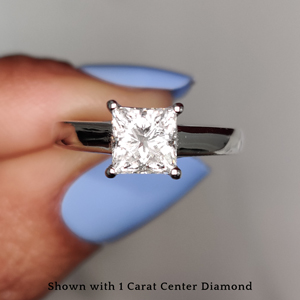 Cathedral Flat Band Square Moissanite Ring In 950 Platinum