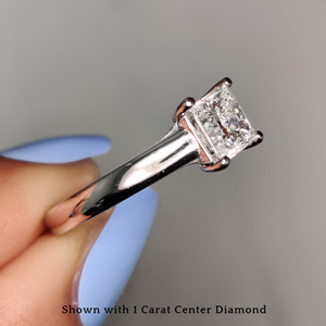 Cathedral Flat Band Square Moissanite Ring In 950 Platinum