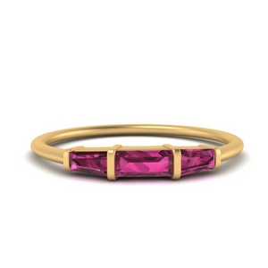 3 Stone Pink Sapphire Baguette Band