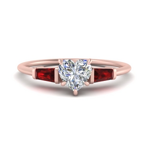 Heart Shaped 3 Stone Engagement Ring