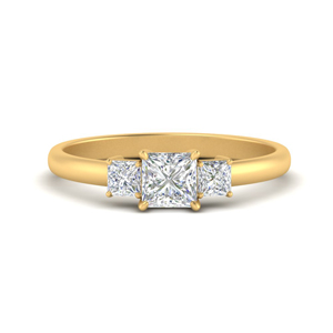 Square 3 Stone Diamond Engagement Ring