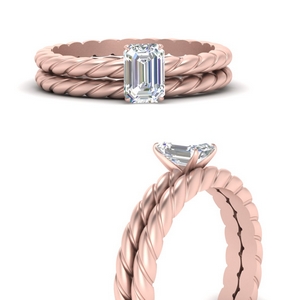 Twisted Rope Solitaire Wedding Set