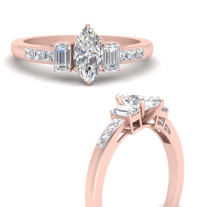 Marquise Side Stone Moissanite Rings