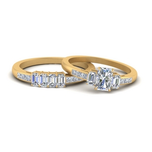 Radiant Cut Diamond Wedding Ring Set