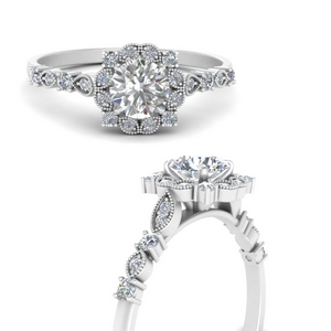 Moissanite Art Deco Engagement Ring