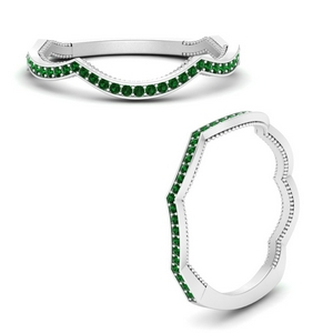 Emerald Curved Band For Ring