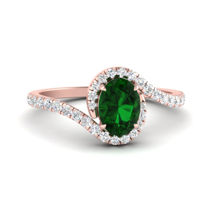 Oval Emerald Swirl Halo Ring