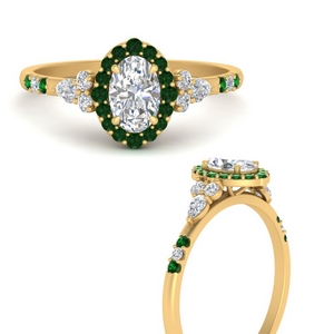 Moissanite Halo Edwardian Emerald Ring