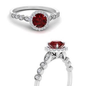 Ruby Vintage Inspired Halo Ring
