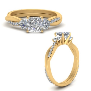 Twisted Princess Cut Diamond Vintage Ring