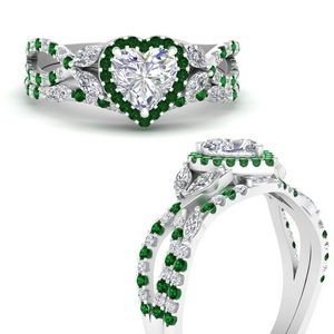 Heart Halo Bridal Ring Set