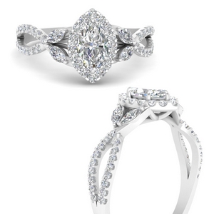 Floral Split Shank Halo Wedding Ring