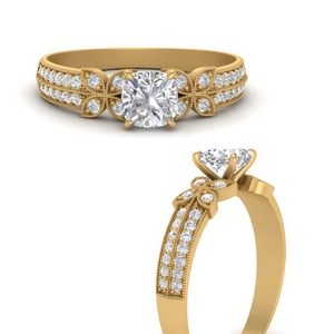 milgrain-petal-vintage-cushion-cut-diamond-engagement-ring-in-FDENS3308CURANGLE3-NL-YG