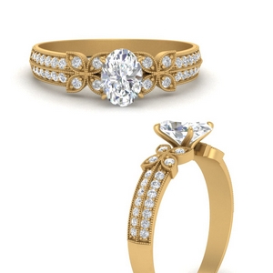 Oval Pave Set Engagement Rings