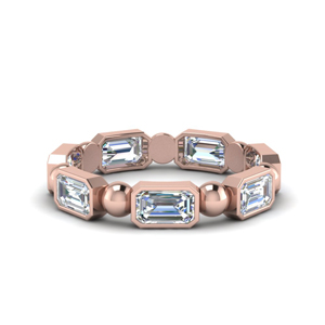 1.75 carat emerald cut diamond eternity band with bead in rose gold FDEWB123630EM(5.00MMX3.00MM) NL RG